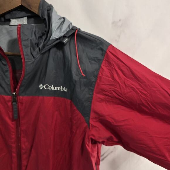 Columbia Rain Jacket Mens Small Red Gray Coat Windbreaker Glennaker Lake II - Picture 11 of 12
